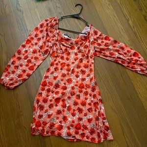 Worn once nasty gal size 8 floral long sleeve dress